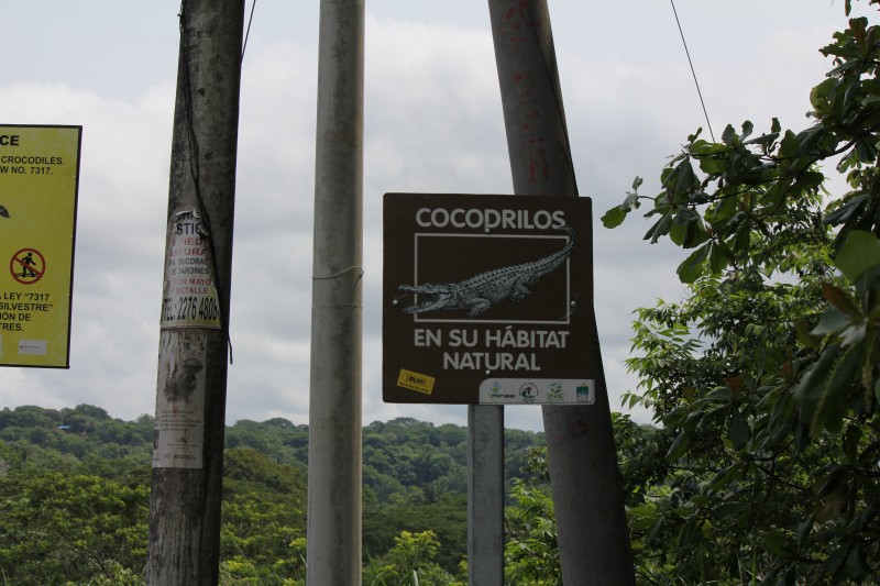 Sign before 'Croc Bridge' on the Tarcoles River
