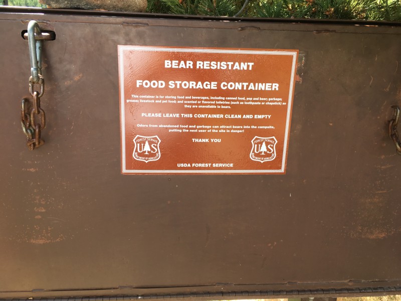 Rex Hale Campground (USFS) Cody WY
So the bears won't be attracted to your sight and you food will be safe from the bears.
